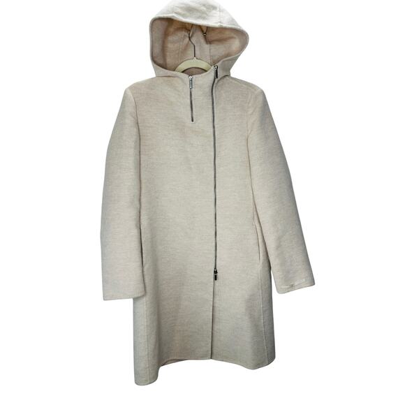S Max Mara Jackets & Blazers - S Max Mara Tan Long Sleeve Front Zip Hooded Wool Angora Shacket 8